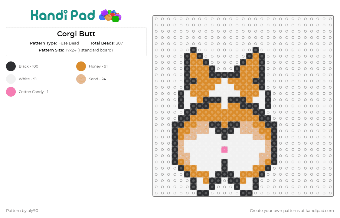 Corgi Butt - Fuse Bead Pattern by aly90 on Kandi Pad - corgis,butts,dogs,animals,cute