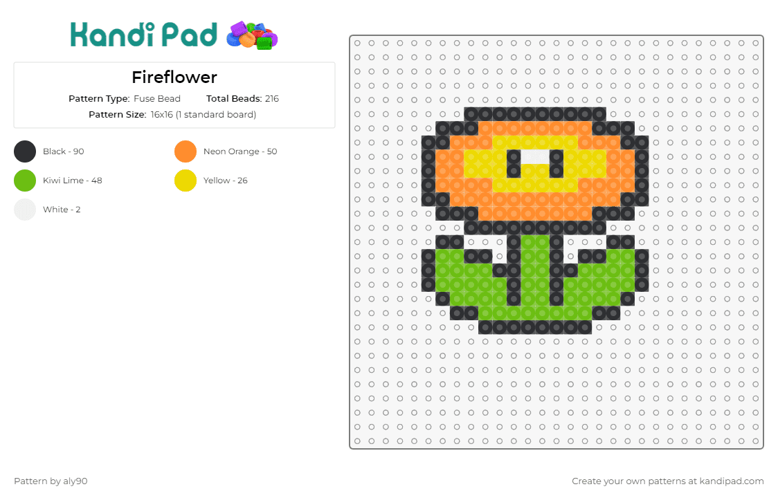 Fireflower - Fuse Bead Pattern by aly90 on Kandi Pad - fire flower,mario,nintendo,video games
