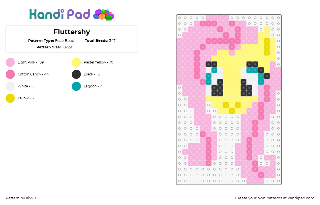 Fluttershy - Fuse Bead Pattern by aly90 on Kandi Pad - my little pony,tv shows,fluttershy,animals