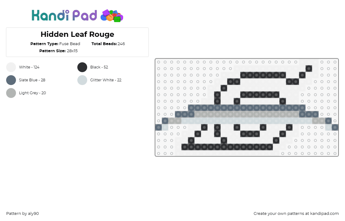 Hidden Leaf Rouge - Fuse Bead Pattern by aly90 on Kandi Pad - naruto,rouge leaf,anime