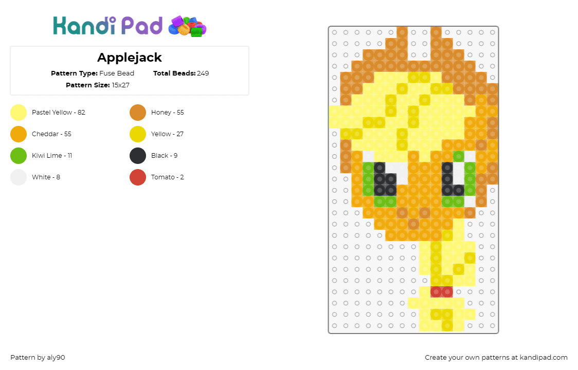 Applejack - Fuse Bead Pattern by aly90 on Kandi Pad - my little pony,tv shows,applejack,animals