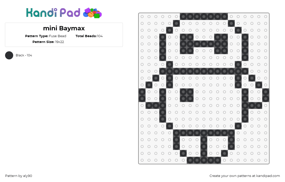mini Baymax - Fuse Bead Pattern by aly90 on Kandi Pad - baymax,big hero 6,disney,animation,movies