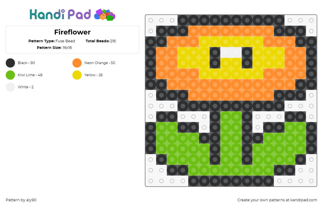 Fireflower - Fuse Bead Pattern by aly90 on Kandi Pad - fire flower,mario,nintendo,video games