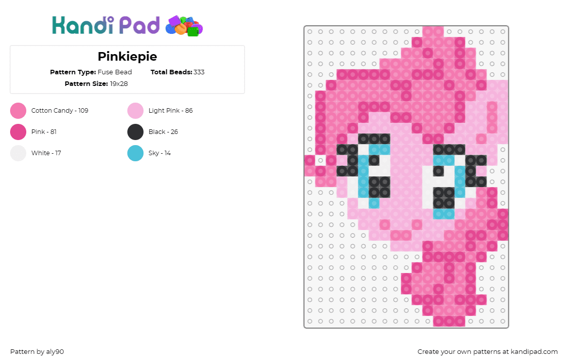 Pinkiepie - Fuse Bead Pattern by aly90 on Kandi Pad - my little pony,tv showsie pie,animals