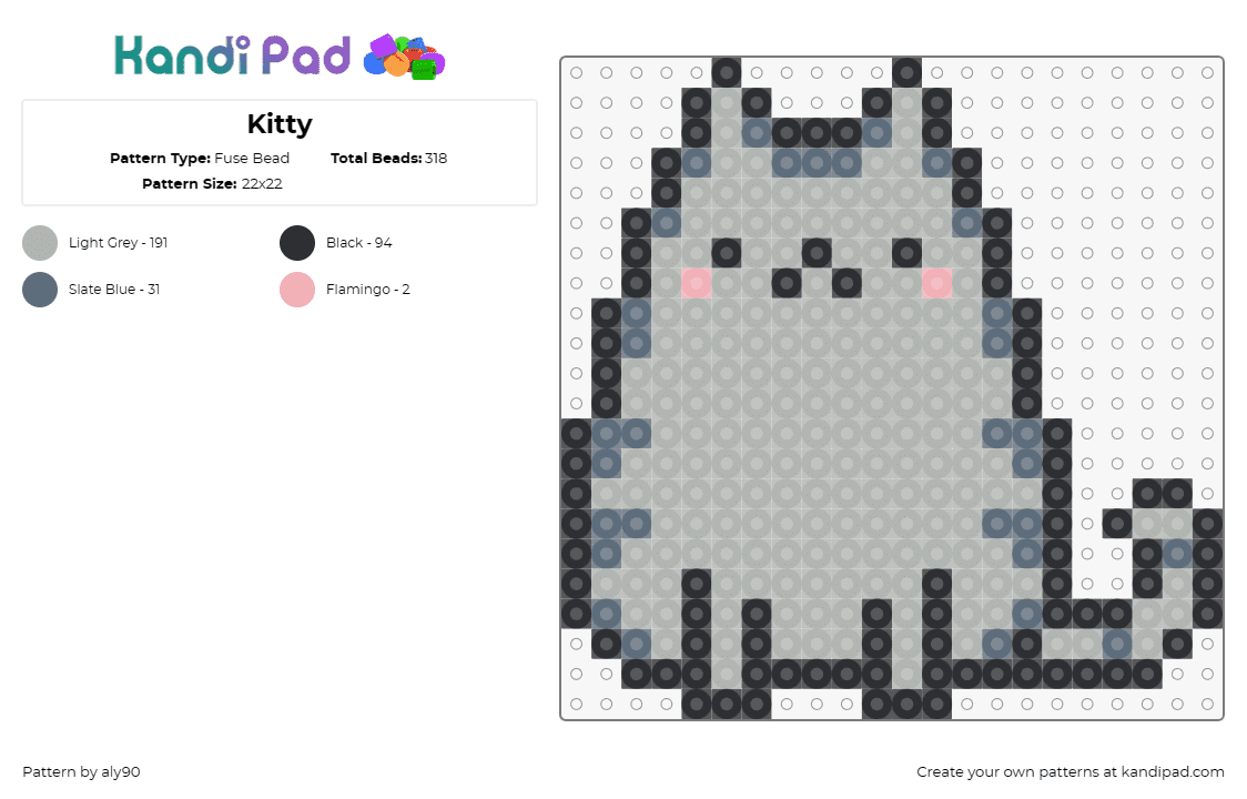 Kitty - Fuse Bead Pattern by aly90 on Kandi Pad - kittens,cats,animals,chonky
