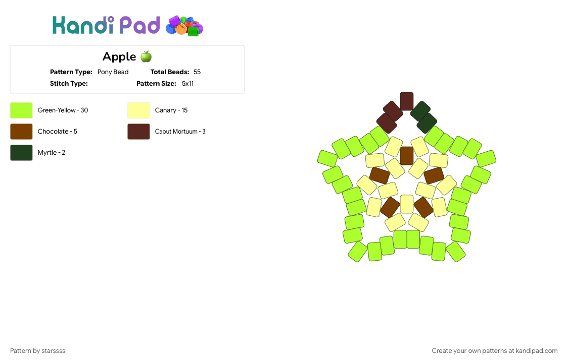 Apple 🍏 - Pony Bead Pattern by starssss on Kandi Pad - green