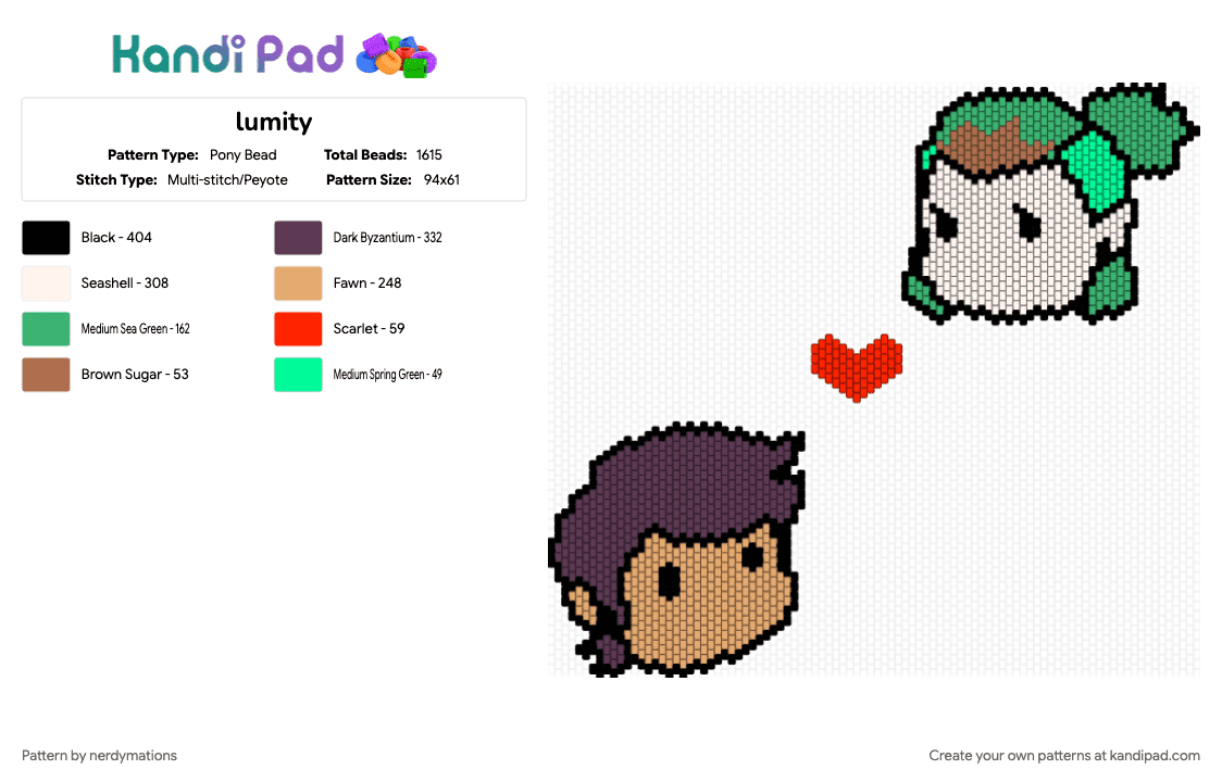 lumity - Pony Bead Pattern by nerdymations on Kandi Pad - green, orange, pink
