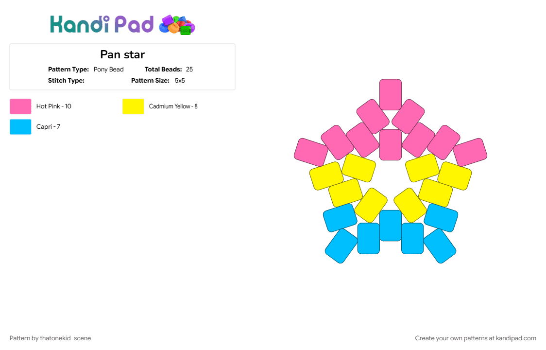 Pan star - Pony Bead Pattern by thatonekid_scene on Kandi Pad - pink, pride, yellow