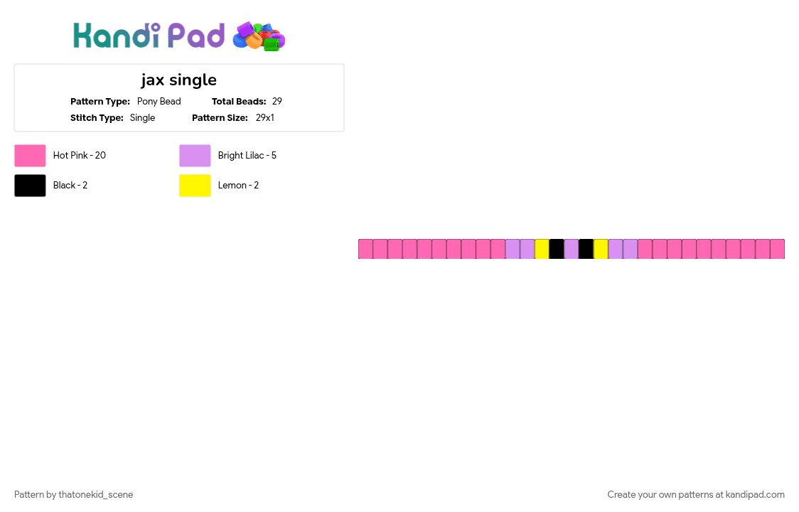 jax single - Pony Bead Pattern by thatonekid_scene on Kandi Pad - pink