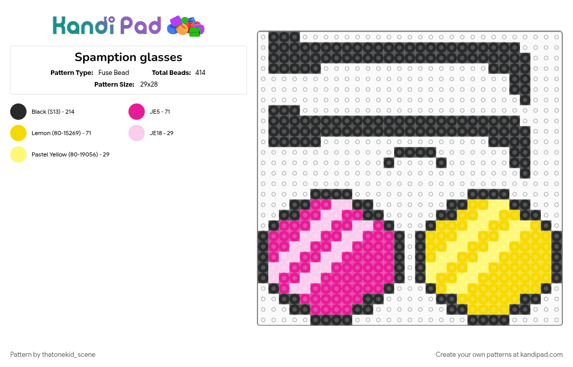 Spamption glasses - Fuse Bead Pattern by thatonekid_scene on Kandi Pad - deltarune, pink, yellow