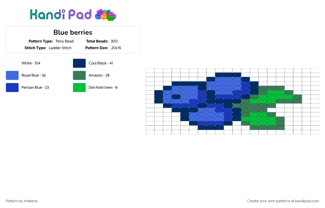 Blue berries - Pony Bead Pattern by mdebny on Kandi Pad - blue, white
