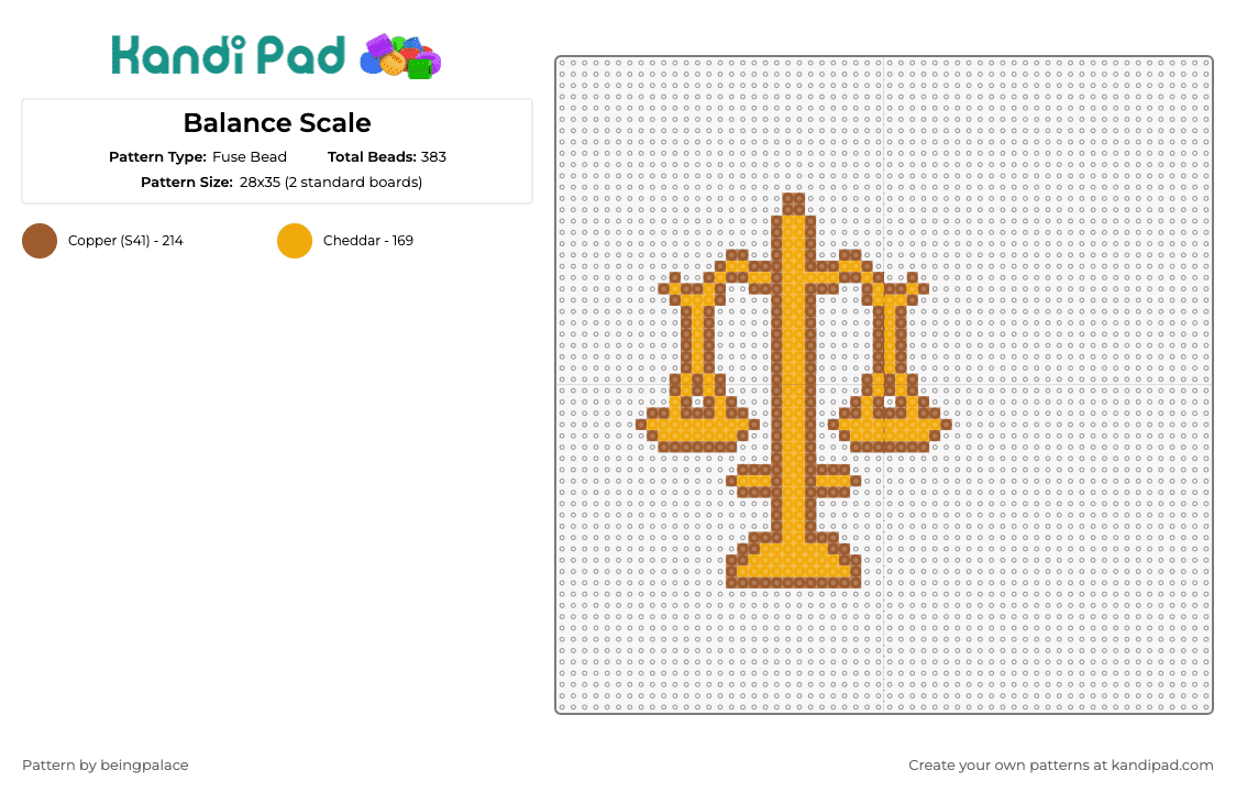 Balance Scale - Fuse Bead Pattern by beingpalace on Kandi Pad - scale,balance,law,gold