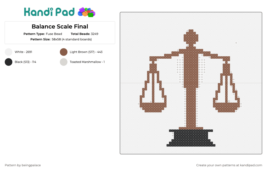 Balance Scale Final - Fuse Bead Pattern by beingpalace on Kandi Pad - scale,balance,law,brown