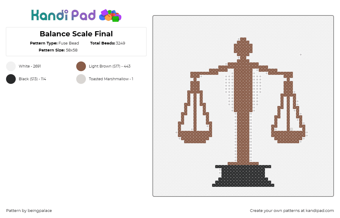 Balance Scale Final - Fuse Bead Pattern by beingpalace on Kandi Pad - scale,balance,law,brown