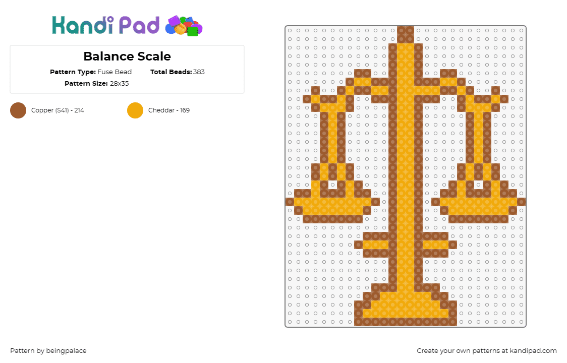 Balance Scale - Fuse Bead Pattern by beingpalace on Kandi Pad - scale,balance,law,gold