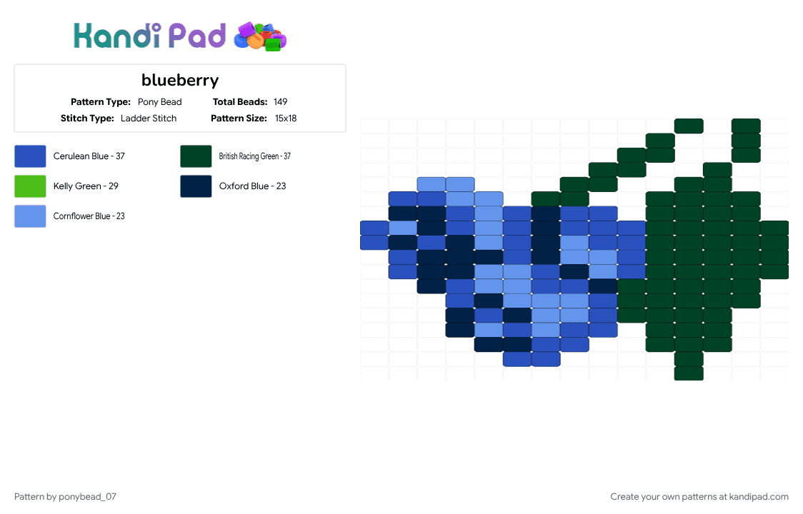 blueberry - Pony Bead Pattern by ponybead_07 on Kandi Pad - blue, light blue