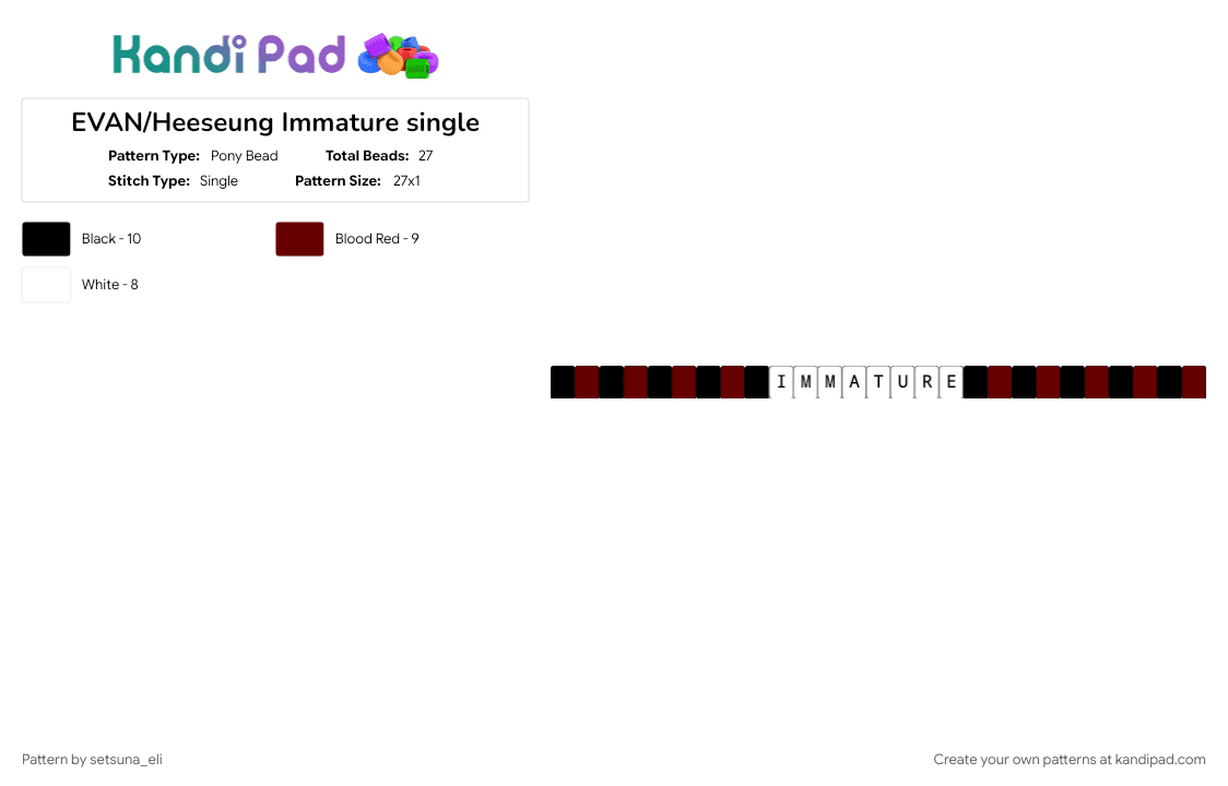 EVAN/Heeseung Immature single - Pony Bead Pattern by setsuna_eli on Kandi Pad - brown, white