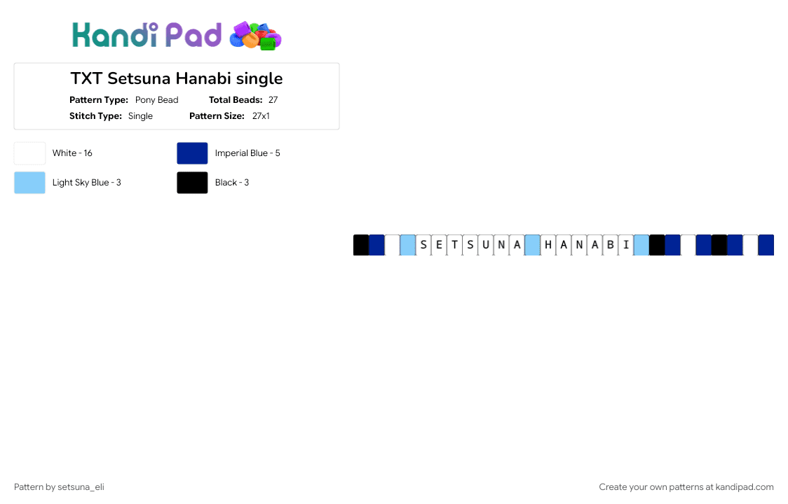 TXT Setsuna Hanabi single - Pony Bead Pattern by setsuna_eli on Kandi Pad - kpop, light blue, music, purple, singles, white
