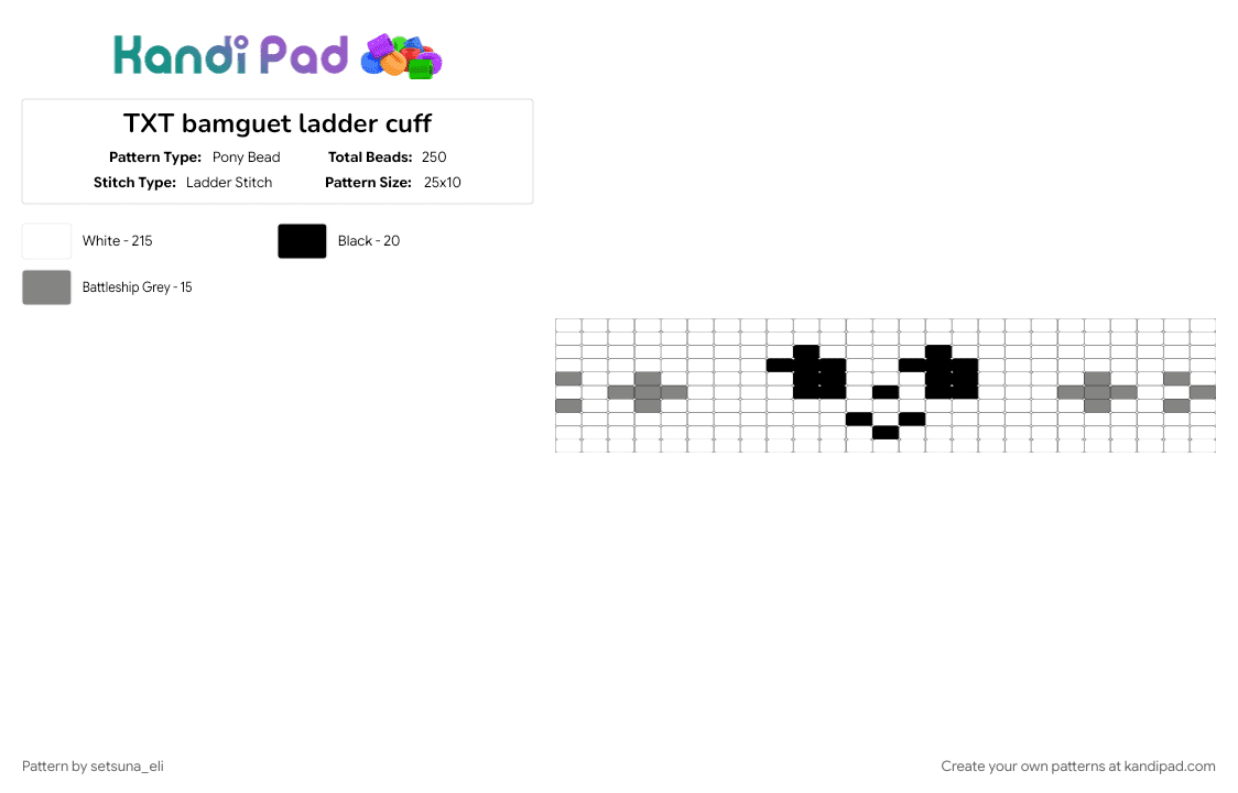 TXT bamguet ladder cuff - Pony Bead Pattern by setsuna_eli on Kandi Pad - kpop, music, tomorrow x together, white