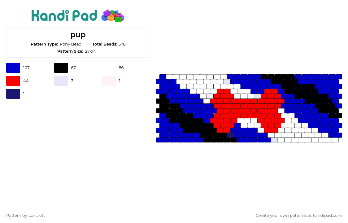 pup - Pony Bead Pattern by toxicrott on Kandi Pad - pup,bone,pride,kink,cuff,community,blue,red