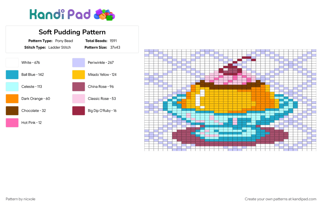Soft Pudding Pattern - Pony Bead Pattern by nicxole on Kandi Pad - light blue, pink, white