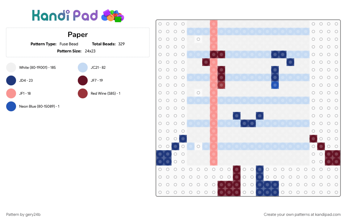 Paper - Fuse Bead Pattern by gery24b on Kandi Pad - 