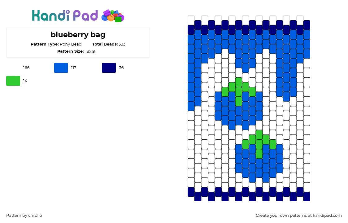 blueberry bag - Pony Bead Pattern by chrollo on Kandi Pad - blueberries,fruit,bag,food,panel,blue,white