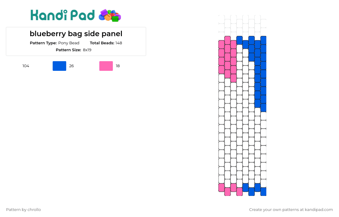 blueberry bag side panel - Pony Bead Pattern by chrollo on Kandi Pad - bag,panel,white