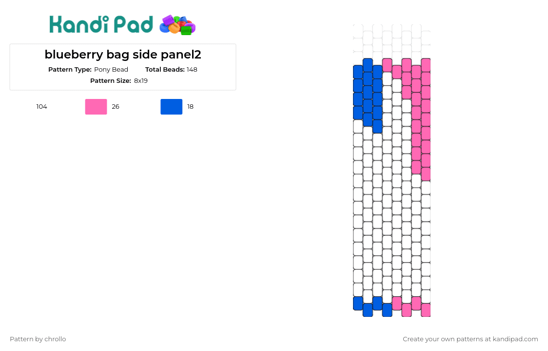 blueberry bag side panel2 - Pony Bead Pattern by chrollo on Kandi Pad - bag,panel,white