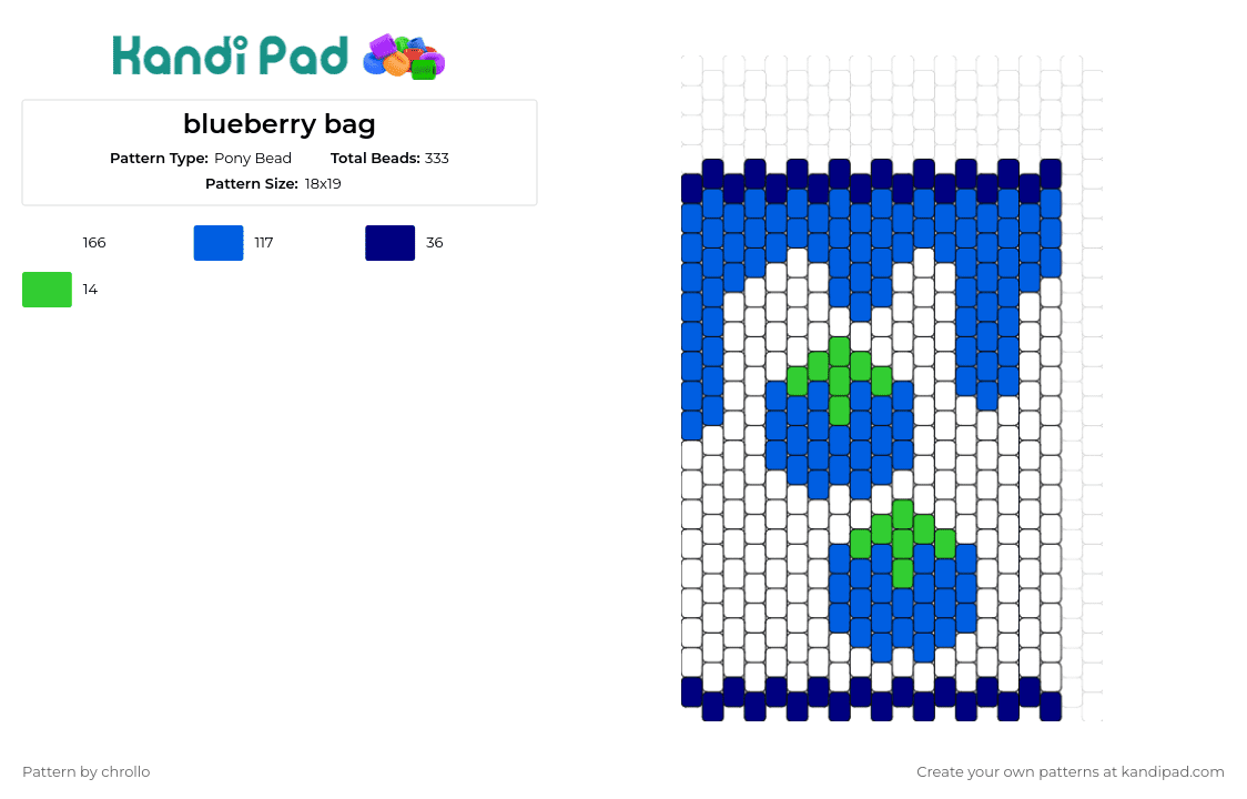 blueberry bag - Pony Bead Pattern by chrollo on Kandi Pad - blueberries,fruit,bag,food,panel,blue,white