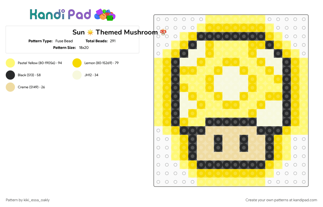Sun ☀️ Themed Mushroom 🍄 - Fuse Bead Pattern by kiki_essa_oakly on Kandi Pad - yellow