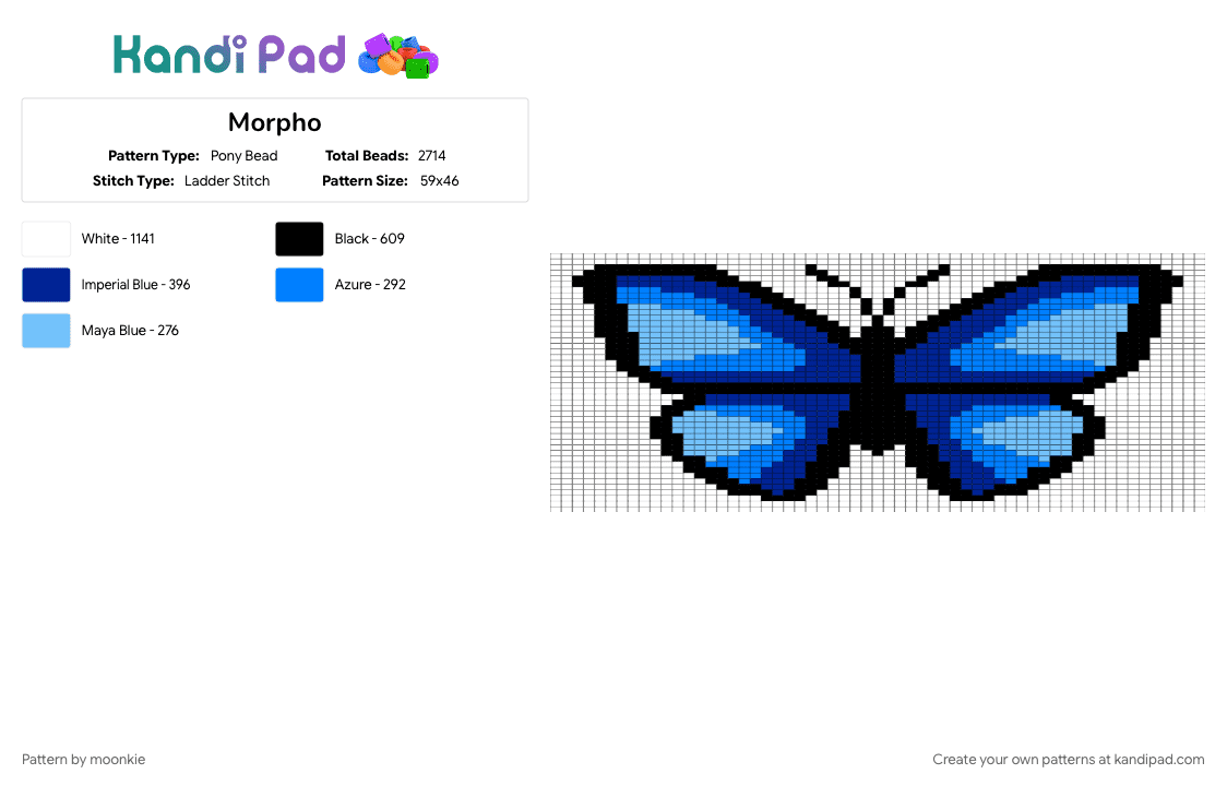 Morpho - Pony Bead Pattern by moonkie on Kandi Pad - purple, white