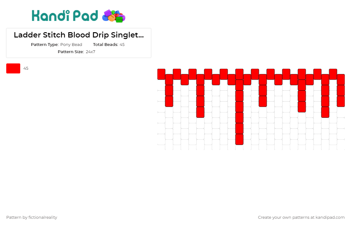 Ladder Stitch Blood Drip Singlet (blood Drips Also Ladder Stitch And Stitched On) - Pony Bead Pattern by fictionalreality on Kandi Pad - blood,drip,singles,ladder stitch