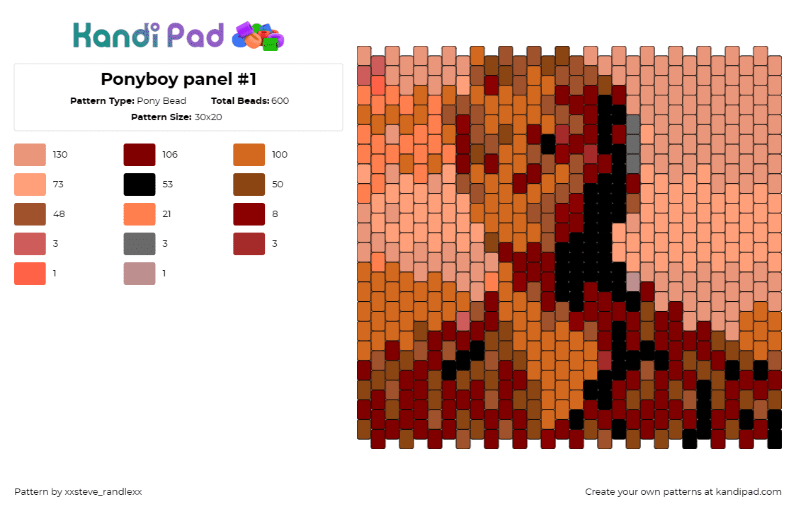 Ponyboy panel #1 - Pony Bead Pattern by xxsteve_randlexx on Kandi Pad - ponyboy curtis,outsiders,silhouette,portrait,panel,bag,orange,brown