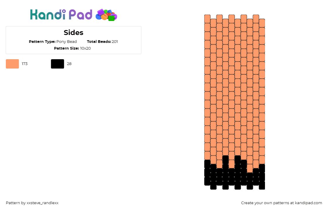 Sides - Pony Bead Pattern by xxsteve_randlexx on Kandi Pad - outsiders,panel,bag,orange,black