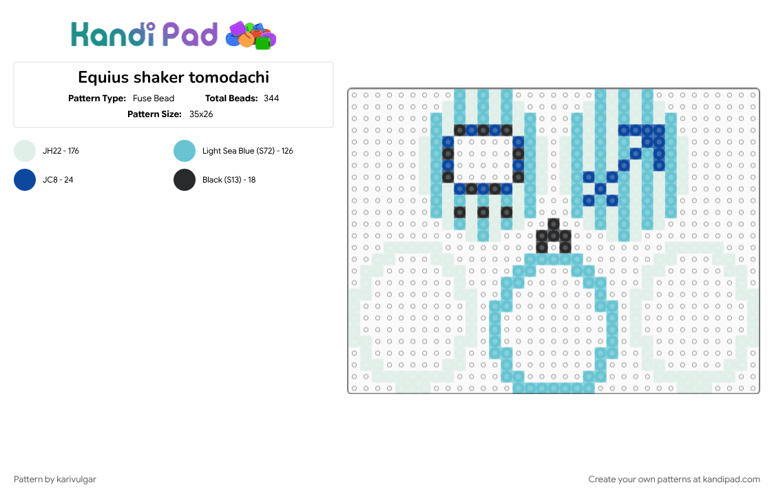 Equius shaker tomodachi - Fuse Bead Pattern by karivulgar on Kandi Pad - charm, equius, homestuck, keychain, light blue, shaker