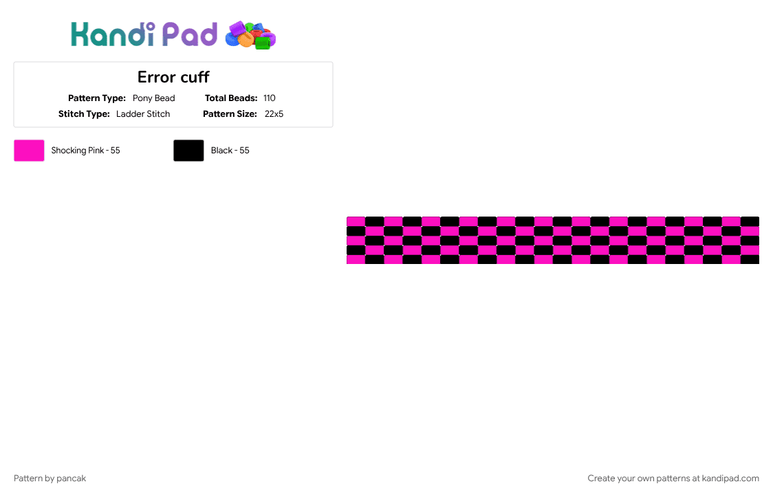 Missing texture cuff - Pony Bead Pattern by pancak on Kandi Pad - black, error, missing texture, pink