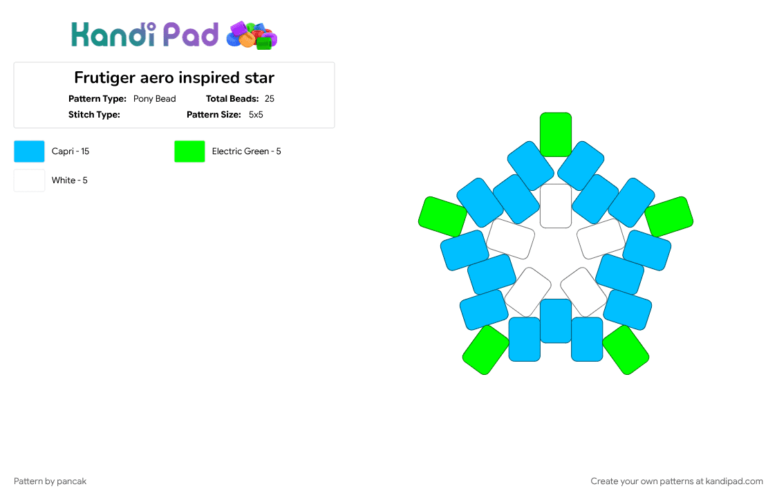 Frutiger aero inspired star - Pony Bead Pattern by pancak on Kandi Pad - light blue