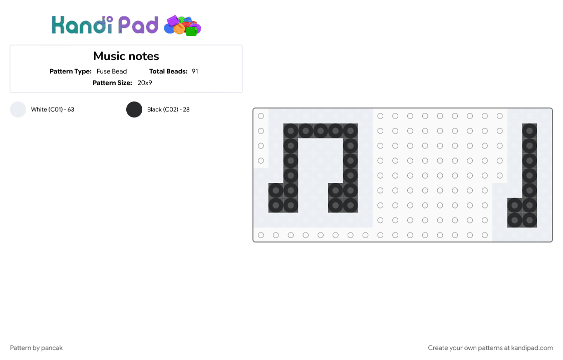 Music notes - Fuse Bead Pattern by pancak on Kandi Pad - music, musicnotes