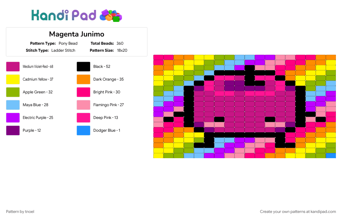 Magenta Junimo - Pony Bead Pattern by tnoel on Kandi Pad - pink