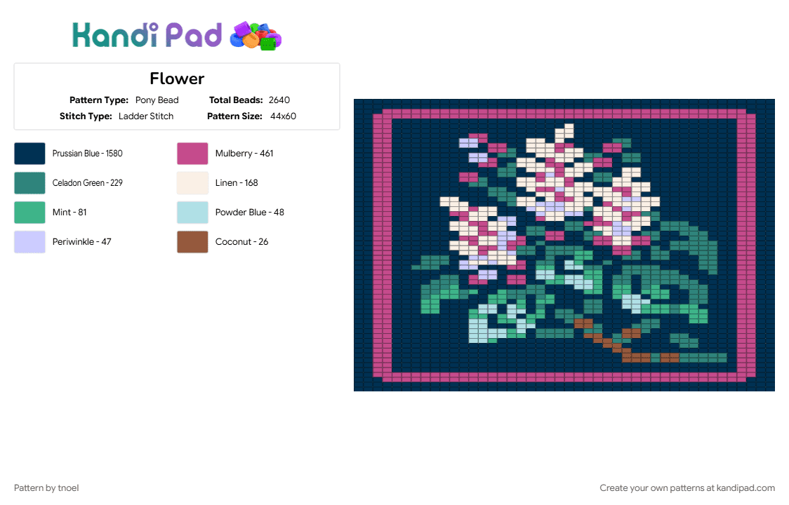 Flower - Pony Bead Pattern by tnoel on Kandi Pad - blue, pink
