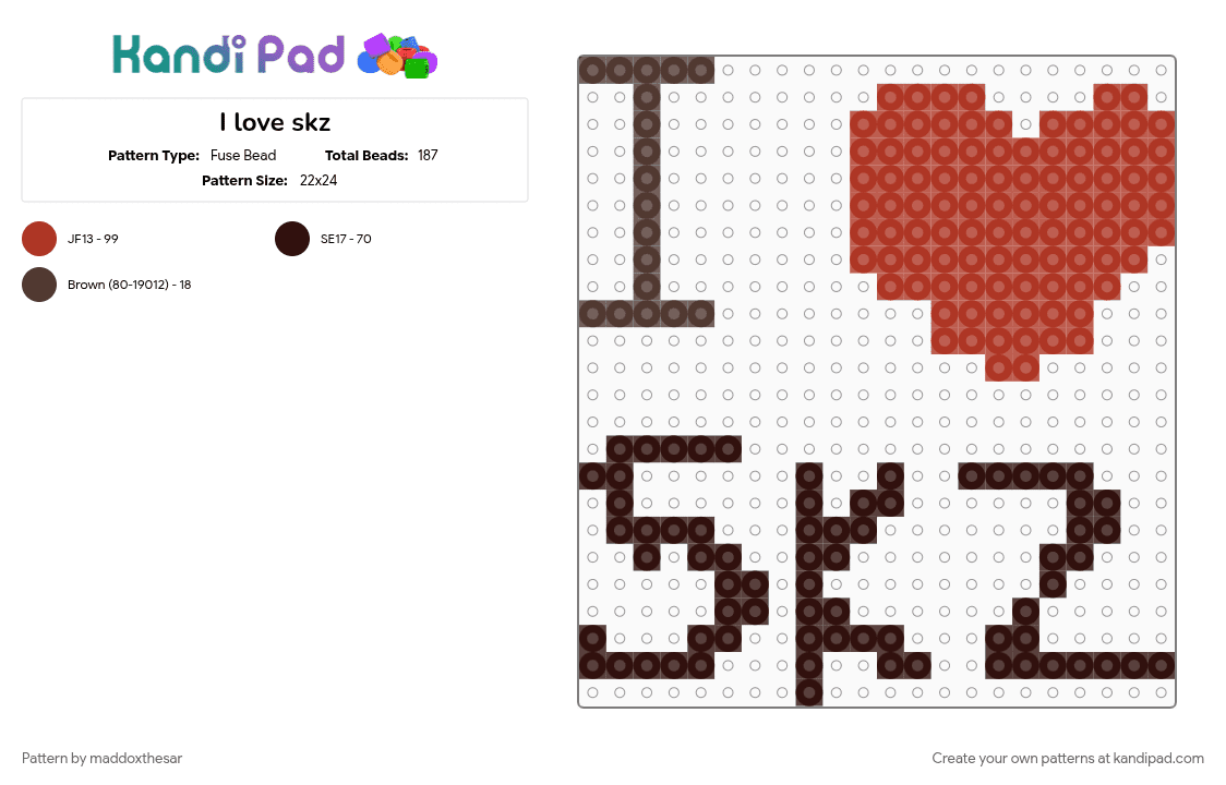I love skz - Fuse Bead Pattern by maddoxthesar on Kandi Pad - 