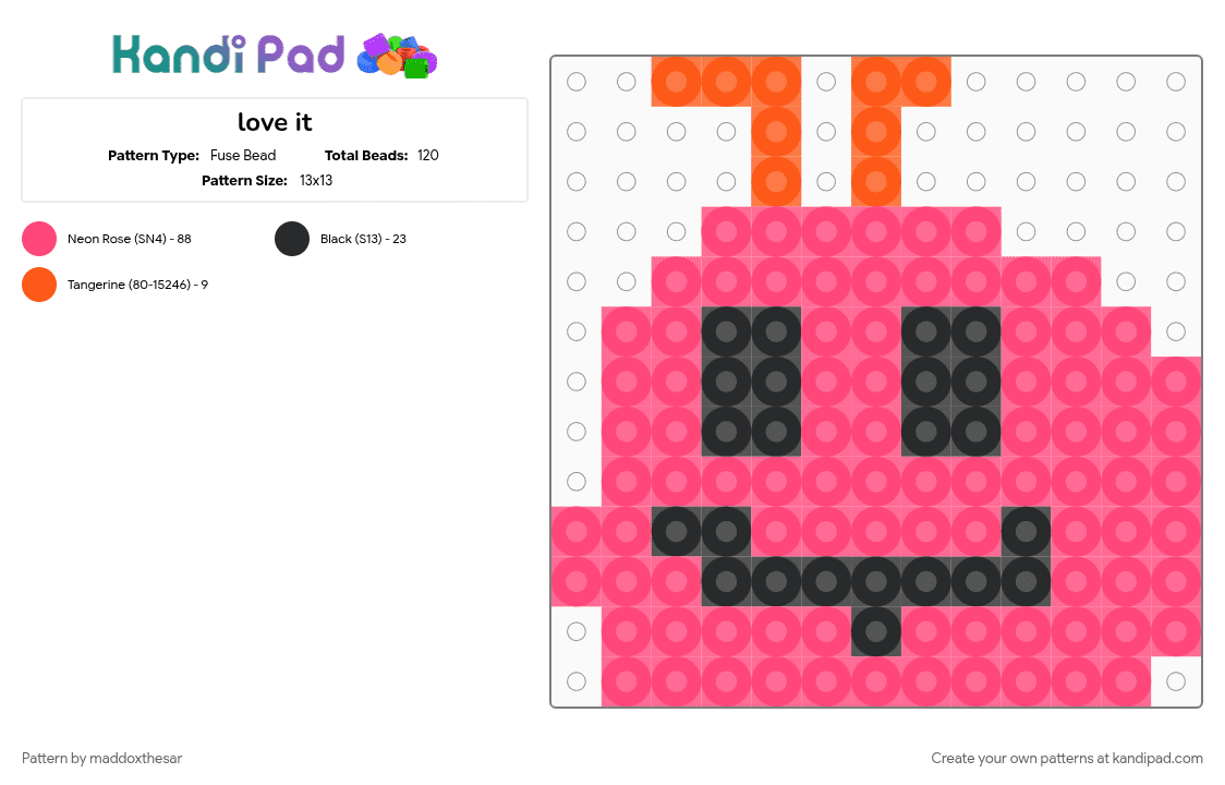 love it - Fuse Bead Pattern by maddoxthesar on Kandi Pad - 