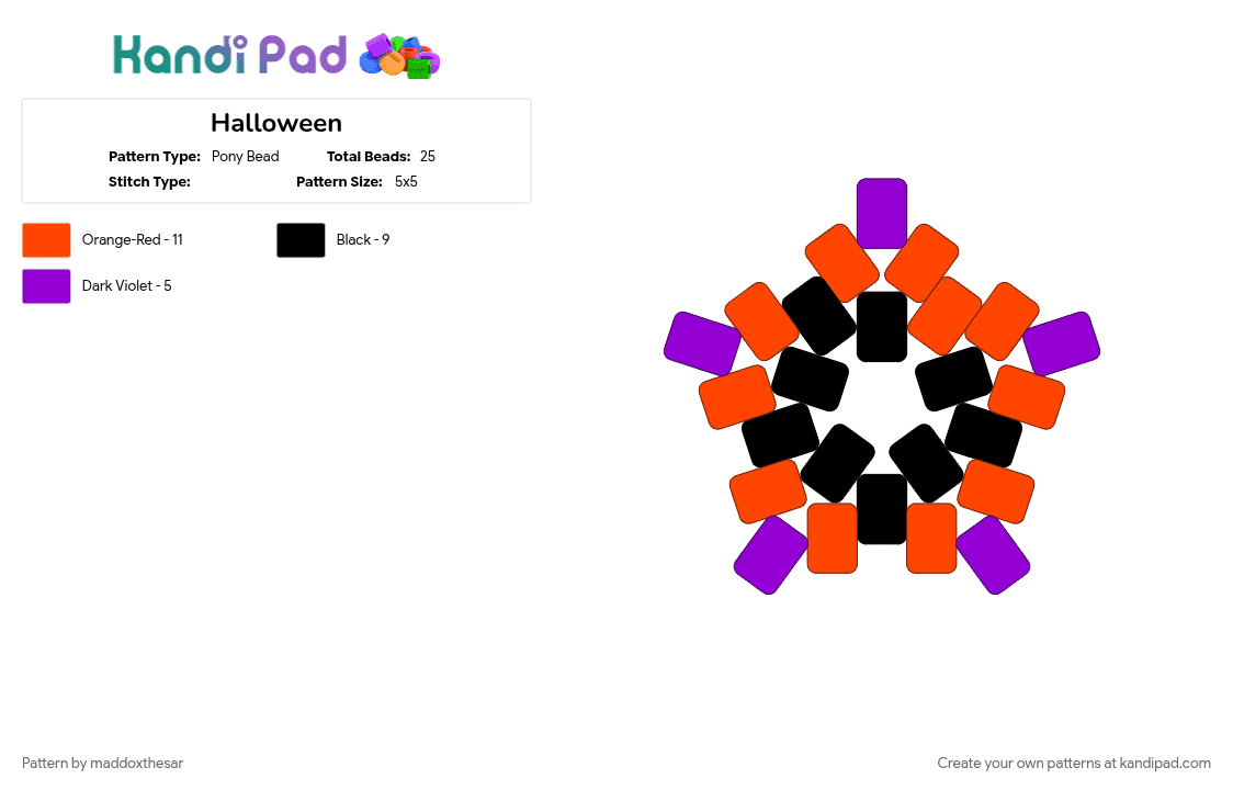 Halloween - Pony Bead Pattern by maddoxthesar on Kandi Pad - purple, red
