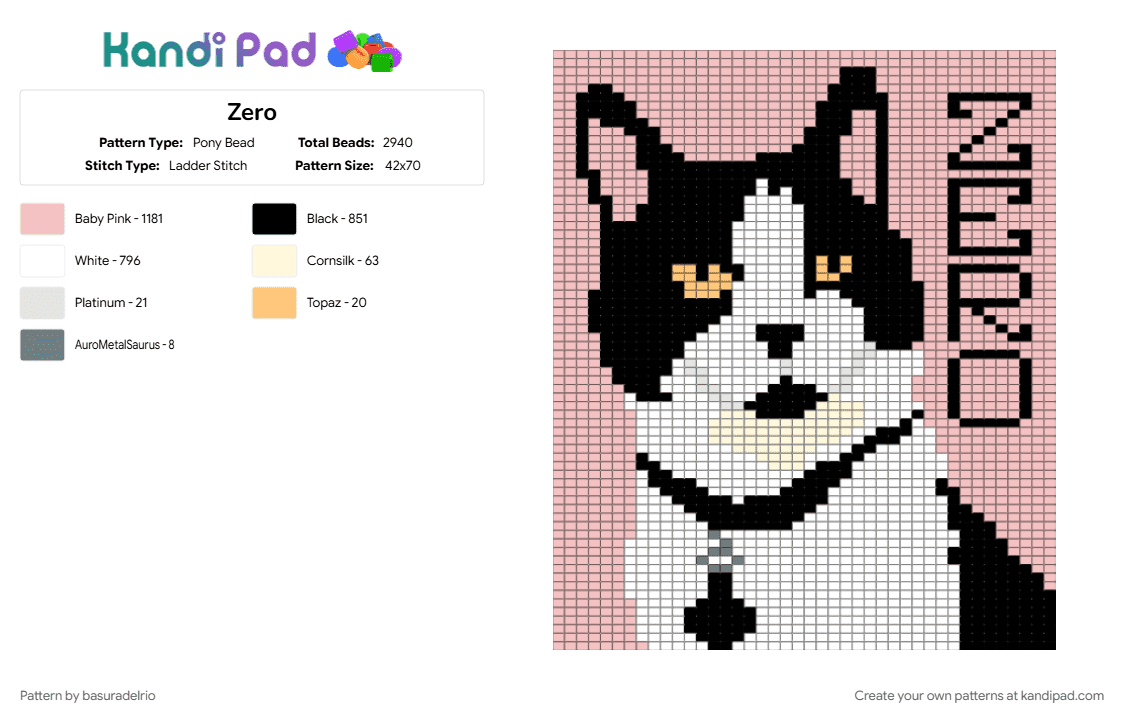 Zero - Pony Bead Pattern by basuradelrio on Kandi Pad - beige