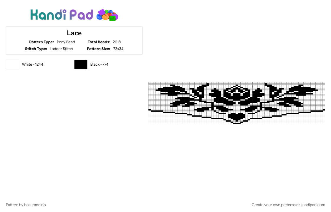 Lace - Pony Bead Pattern by basuradelrio on Kandi Pad - black, white