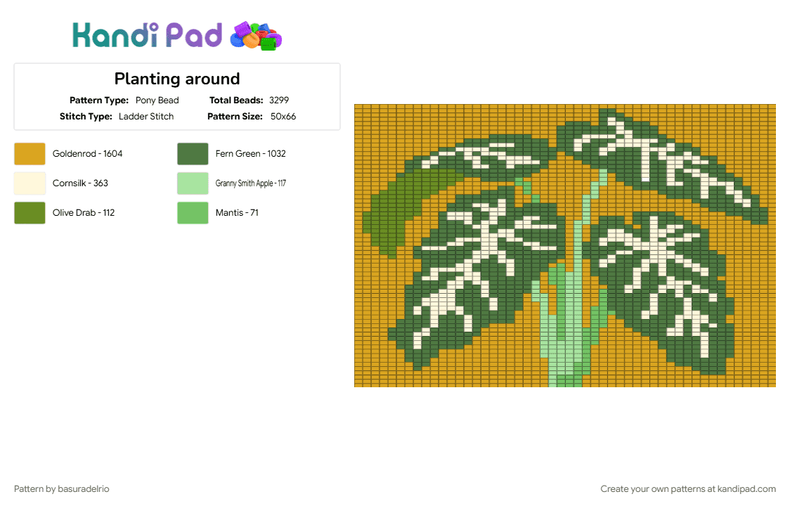 Planting around - Pony Bead Pattern by basuradelrio on Kandi Pad - green, orange