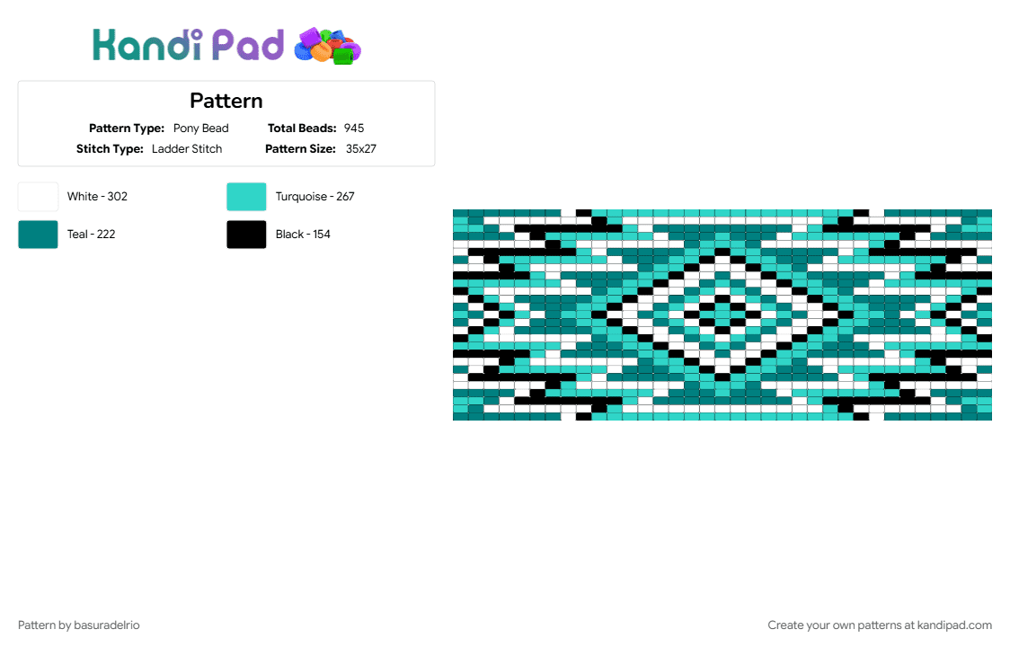Pattern - Pony Bead Pattern by basuradelrio on Kandi Pad - teal, white