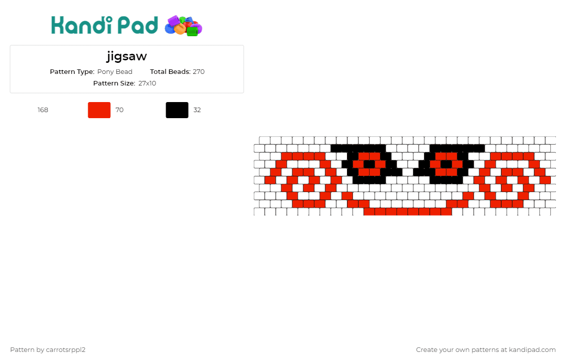 jigsaw - Pony Bead Pattern by carrotsrppl2 on Kandi Pad - jigsaw,saw,spiral,horror,movies,cuff