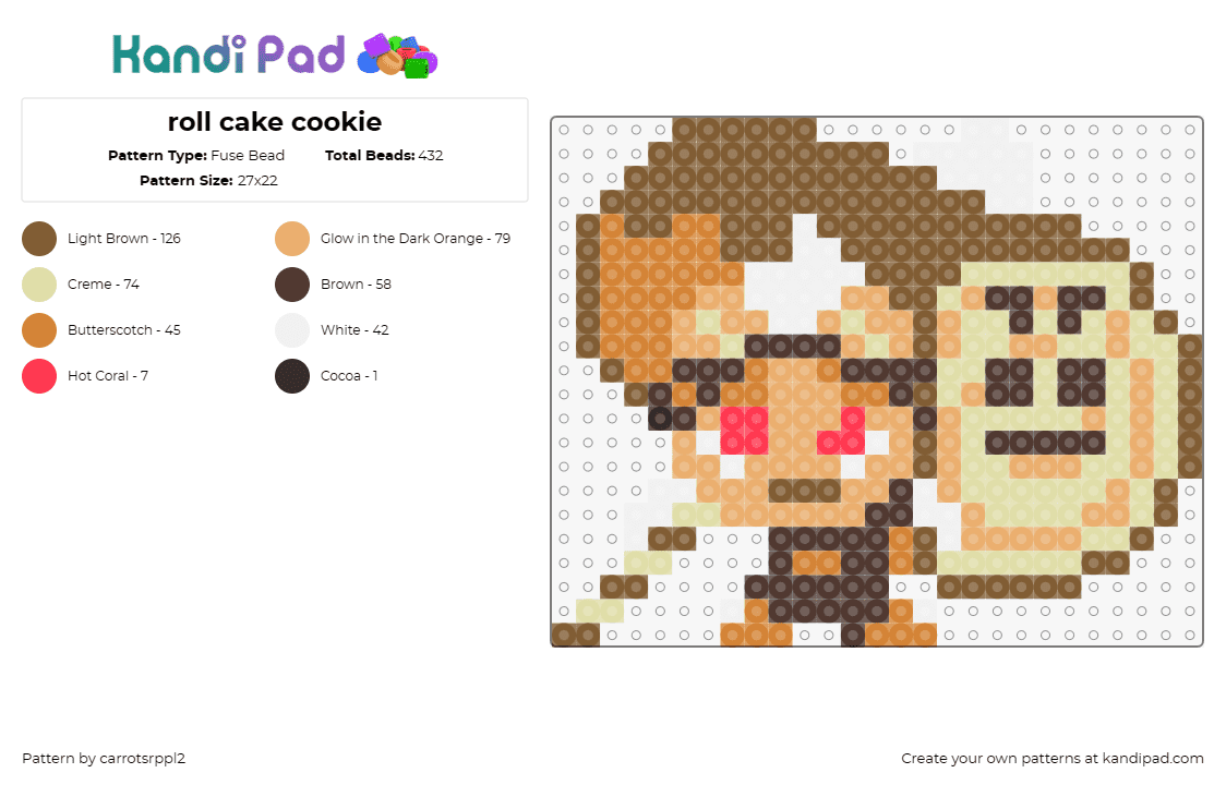 roll cake cookie - Fuse Bead Pattern by carrotsrppl2 on Kandi Pad - roll cake cookie,cookie run,video games